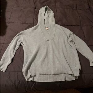 Aerie light Blue Waffle Cozy Hooded Sweater Offline